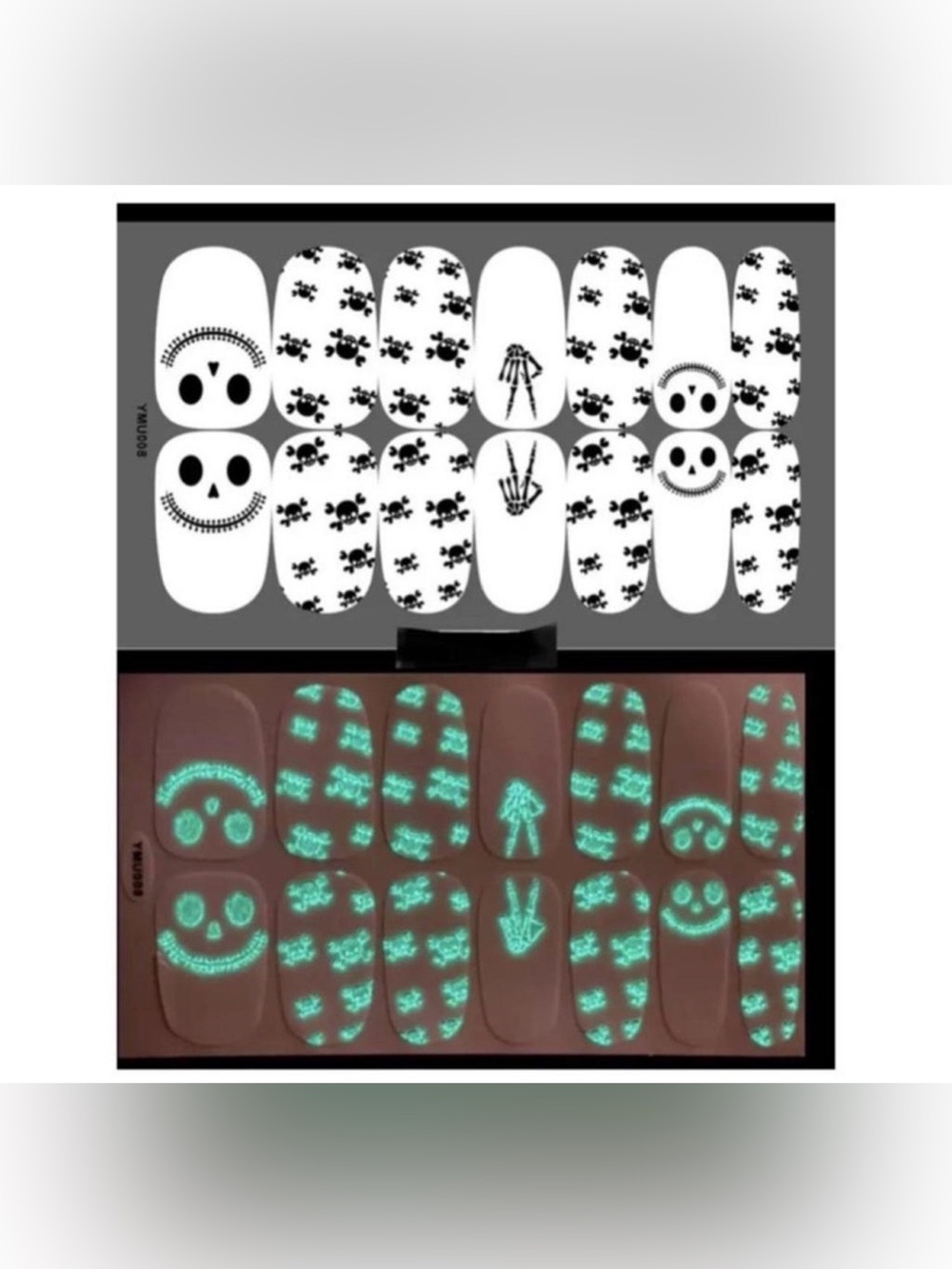 $2 Glow-In-The-Dark Skull & Crossbones Nail Stickers wraps $2 WITH ANY $10 ORDER